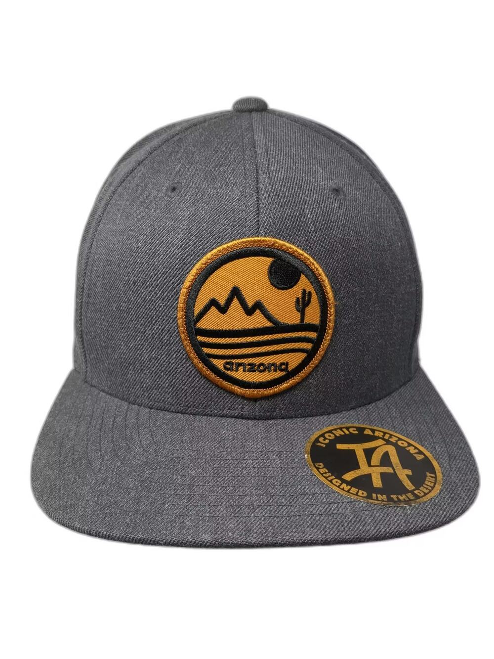 Iconic Arizona Gray Snapback Hat OS Yupoong Mountains Cactus Green Undervisor